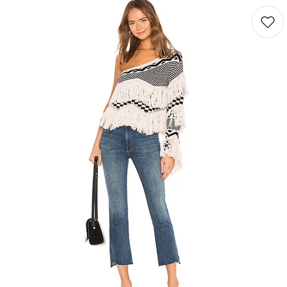 House of Harlow Revolve Noa Sweater in Bone Fringe Off Shoulder XXS Wool Party - Picture 3 of 13